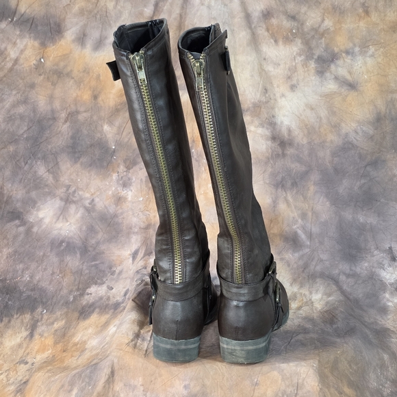 Madden Girl Riding Boots Legacie Buckle Rear Zip Chocolate Brown 9.5 - Picture 5 of 15